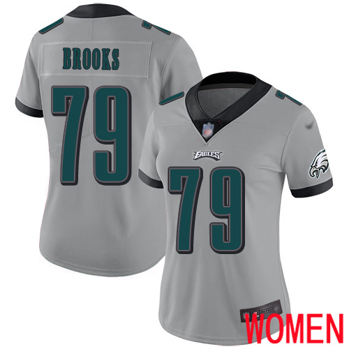 Women Philadelphia Eagles #79 Brandon Brooks Limited Silver Inverted Legend NFL Jersey Football->women nfl jersey->Women Jersey
